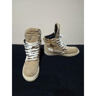 リックオウエンス(Rick Owens)のハイカット ベージュ ロングタン サイドジップ ボリューム スニーカー 27(スニーカー)