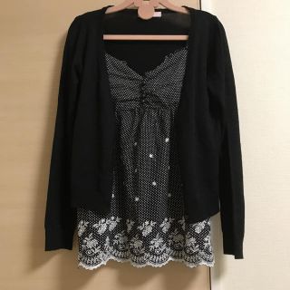 イマージュ(IMAGE)の☆美品☆イマージュ黒キャミ&カーディガンアンサンブルM(アンサンブル)