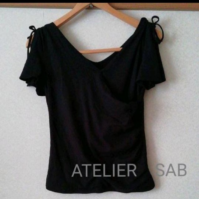 ATELIER SAB(アトリエサブ)のアトリエサブ　カットソー　黒 レディースのトップス(カットソー(半袖/袖なし))の商品写真