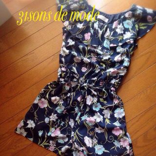 トランテアンソンドゥモード(31 Sons de mode)の花柄ショート丈オールインワン(その他)