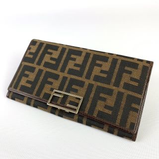 フェンディ(FENDI)の美品 正規品 FENDI フェンディ ズッカ柄 キャンバス 長財布 GR4-18(長財布)