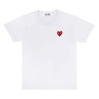 コムデギャルソン(COMME des GARCONS)のPLAYコムデギャルソン メンズ 赤ハートワンポイントT　WHITE/M(Tシャツ/カットソー(半袖/袖なし))