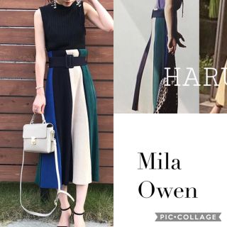 タグなし Mila Owen - Mila Owen ベルト付パネルニットスカートの通販