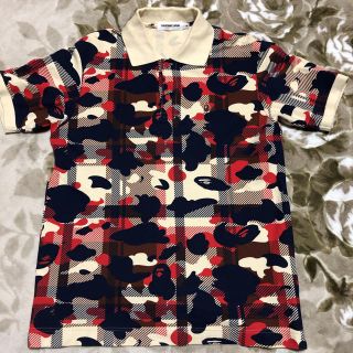 アベイシングエイプ(A BATHING APE)のape bape ポロシャツ tシャツ camo 迷彩 チェック m シャーク(Tシャツ/カットソー(半袖/袖なし))