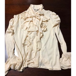 ラルフローレン(Ralph Lauren)のフリル リボンブラウス オフホワイト(シャツ/ブラウス(長袖/七分))