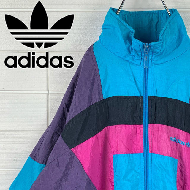 adidas(アディダス)の送料無料！レアカラー！アディダス 銀タグ ゆるだぼ 90s ナイロン 刺繍ロゴ メンズのジャケット/アウター(ナイロンジャケット)の商品写真