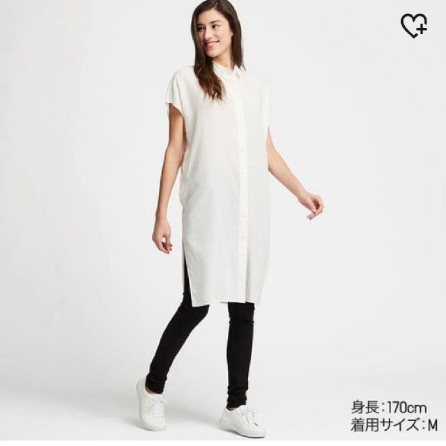 UNIQLO(ユニクロ)のユニクロ リネンブレンドロングシャツ レディースのトップス(シャツ/ブラウス(半袖/袖なし))の商品写真