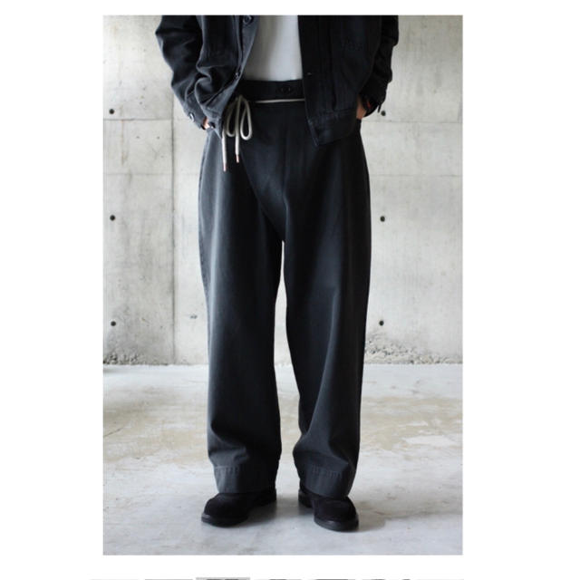 basisbroek 17ss コットンシンディワイドラップデニム