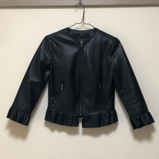 ザラ(ZARA)のレザージャケット 7部袖 フレア(ノーカラージャケット)