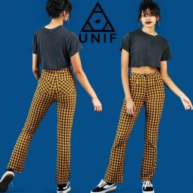 UNIF(ユニフ)のWINX PANT　UNIF イエロー　ブラック　チェック　パンツ レディースのパンツ(カジュアルパンツ)の商品写真