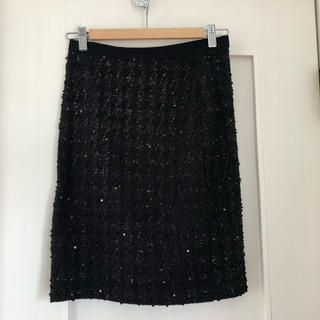 【美品】黒×ゴールドスパンコールタイトスカート(ひざ丈スカート)