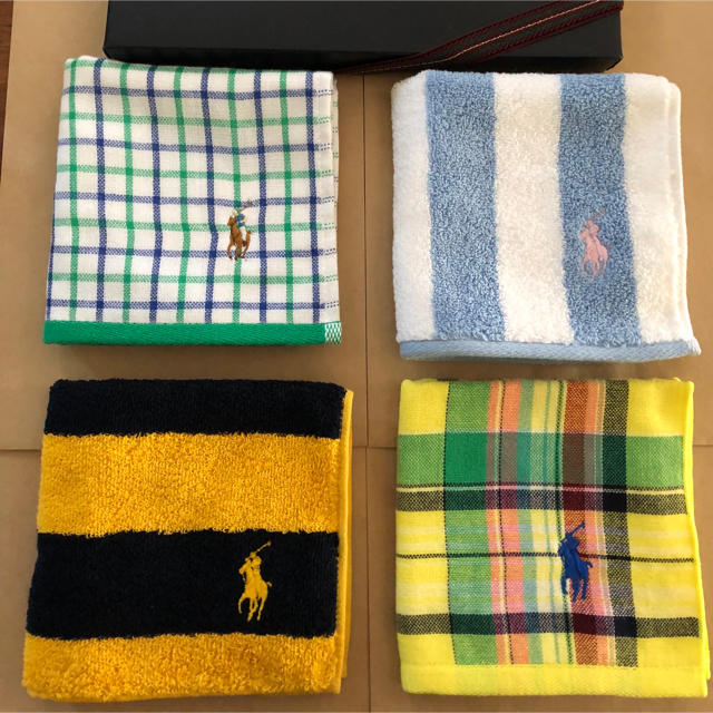 Ralph Lauren(ラルフローレン)の4枚セット☆ラルフローレン 新品 ガーゼ&タオルハンカチ メンズのファッション小物(ハンカチ/ポケットチーフ)の商品写真