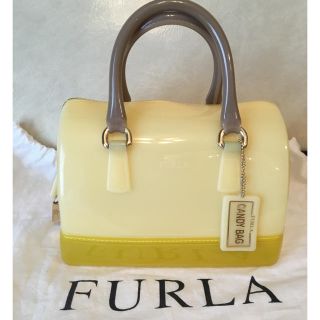 フルラ(Furla)のFURLA♡CANDYBAG♡イエロー×グレー完売色超美品(ハンドバッグ)