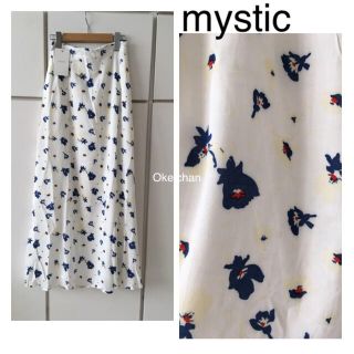 ミスティック(mystic)の新品タグ付☆花柄ロングスカート オフホワイト(ロングスカート)