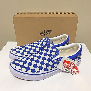 ヴァンズ(VANS)の☆新品 バンズ チェッカーフラッグ スリッポン 青 白 オールドスクール エラ(スニーカー)