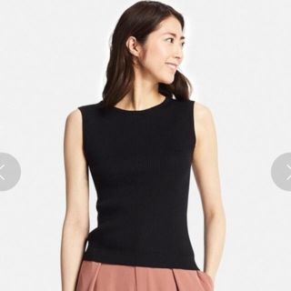 ユニクロ(UNIQLO)のM様専用☆【UNIQLO】試着のみ☆UVカットリブノースリーブニット(カットソー(半袖/袖なし))