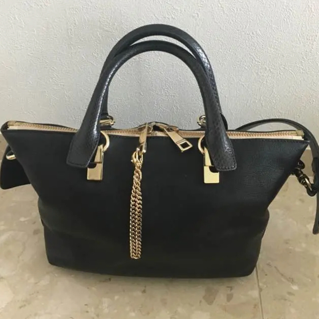 クロエ Chloe ベイリー 2wayバッグ 黒×ネイビー - ショルダーバッグ