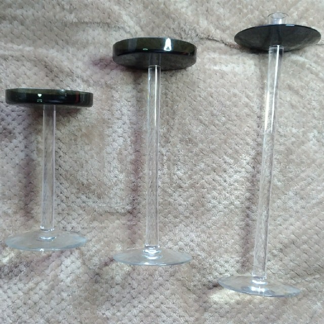 オレフォスOrrefors燭台ロウソクキャンドル立て3本セットクリスタルガラス