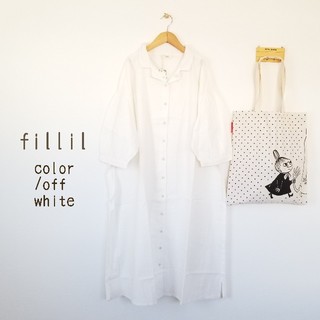 メルロー(merlot)の春夏新作＊fillil ボリューム7分袖ワンピース(ロングワンピース/マキシワンピース)