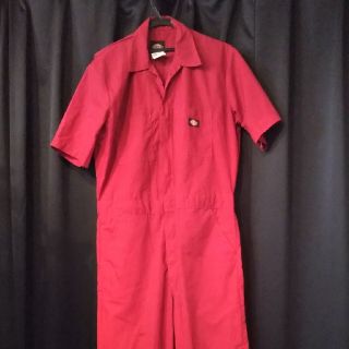 ディッキーズ(Dickies)の(値下)ディッキーズつなぎ赤M半袖(サロペット/オーバーオール)