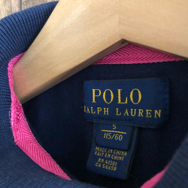 Ralph Lauren(ラルフローレン)のラルフローレン 胸元フリル ポロシャツ 115 120 ネイビー   キッズ/ベビー/マタニティのキッズ服女の子用(90cm~)(Tシャツ/カットソー)の商品写真