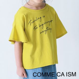 コムサイズム(COMME CA ISM)の新品【 コムサイズム 】フレア スリーブ プリント Tシャツ イエロー (Tシャツ/カットソー)