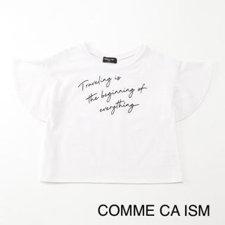 コムサイズム(COMME CA ISM)の新品【 コムサイズム 】フレア スリーブ プリント Tシャツ  ホワイト(Tシャツ/カットソー)