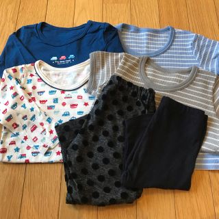 ムジルシリョウヒン(MUJI (無印良品))の子供服★夏物6点おまとめセット ボーダー 肌着 パンツ スパッツ 美品 新品(Tシャツ/カットソー)