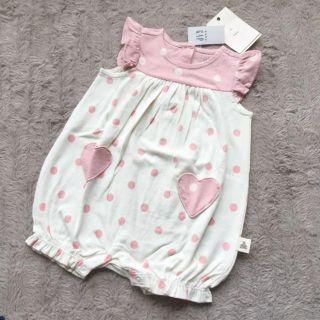 ベビーギャップ(babyGAP)の※値下げ!!新品♡babygap ピンクドット&ハートポケットロンパース 60(ロンパース)