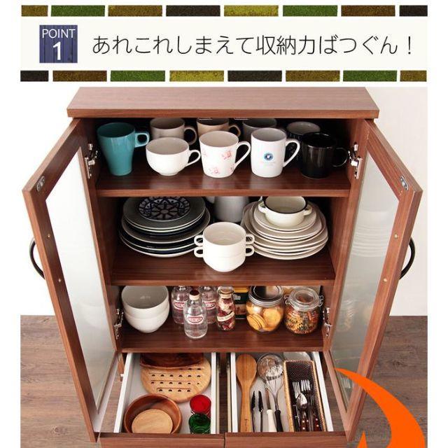 【新品】カップボード 幅60cmタイプ インテリア/住まい/日用品の収納家具(キッチン収納)の商品写真