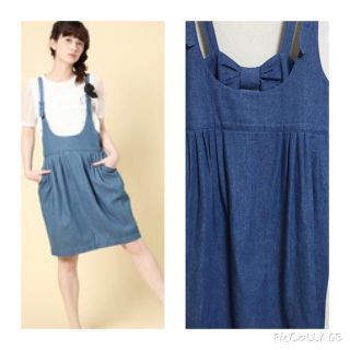 ドットアンドストライプスチャイルドウーマン(Dot&Stripes CHILDWOMAN)の控えめがかわいい♡うしろリボンサロペット(ひざ丈ワンピース)