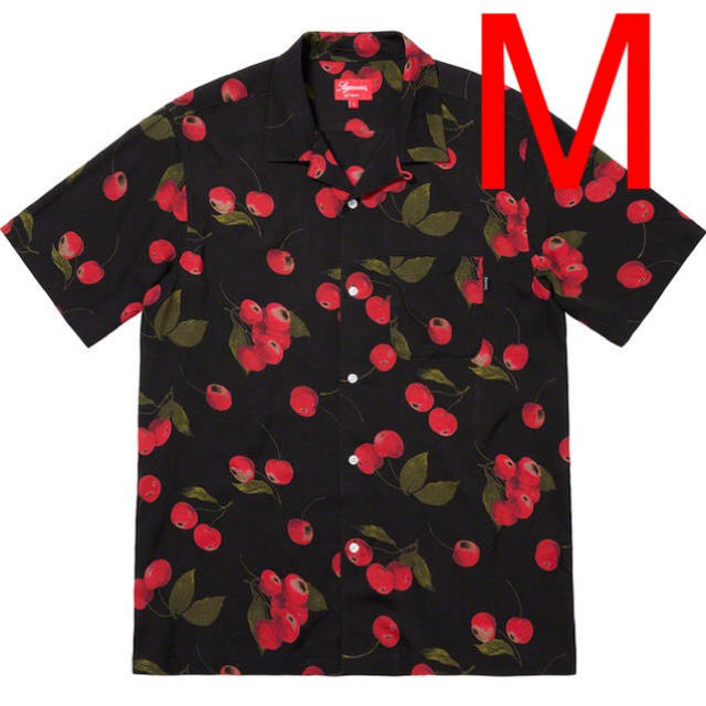 黒 M Cherry Rayon S/S Shirt