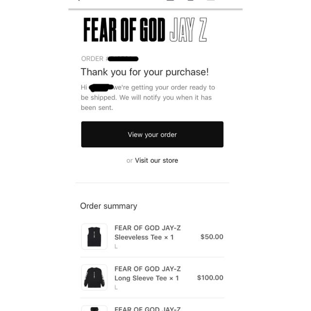 FEAR OF GOD(フィアオブゴッド)の【Lサイズ】Fear of god JAY-Z Sleeveless Tee メンズのトップス(Tシャツ/カットソー(半袖/袖なし))の商品写真