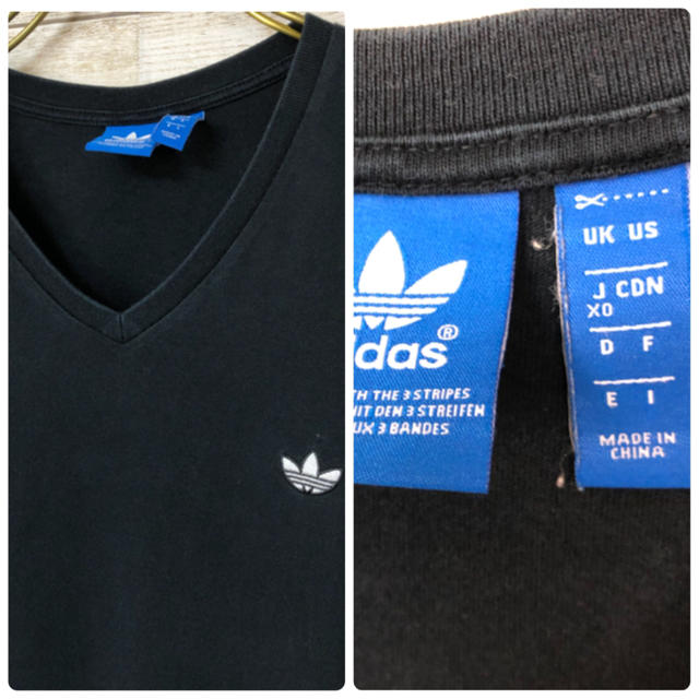 adidas(アディダス)のadidas(アディダス) Vネック Tシャツ ワンポイントロゴ XO ブラック メンズのトップス(Tシャツ/カットソー(半袖/袖なし))の商品写真