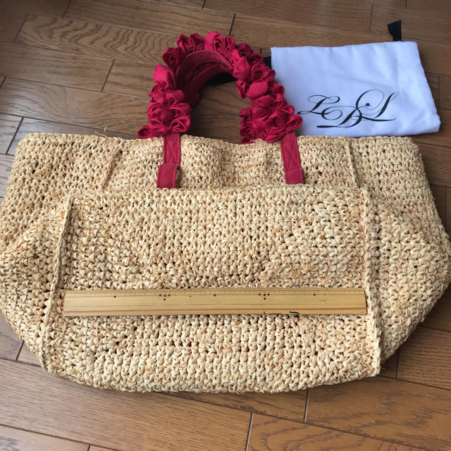 ラドロー ラフィア グレープハンドル赤 Lサイズ - バッグ ラドロー ラフィア グレープハンドル赤 Lサイズ - バッグ
