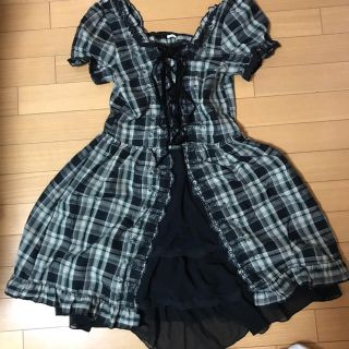 アクシーズファム(axes femme)のaxes femme チェック フリル ワンピース(グリーン)(ひざ丈ワンピース)