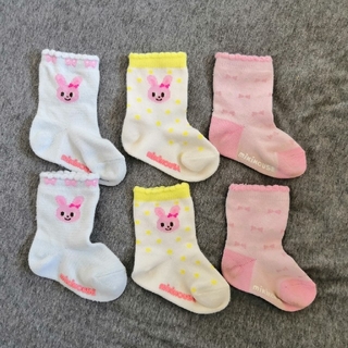 ミキハウス(mikihouse)のミキハウス　靴下　11-13 女の子　ピンク　黄色　水色　うさこ(靴下/タイツ)