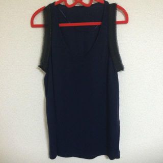 ザラ(ZARA)のZARA 濃紺×黒加工 タンクトップ(タンクトップ)