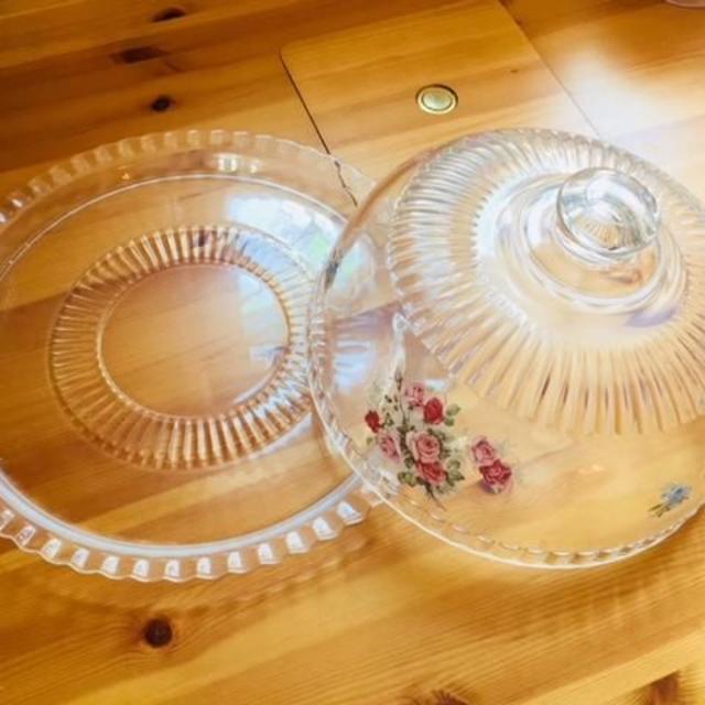 アンジェリカ ガラス製 ケーキドーム薔薇柄ケーキカバーフルーツ皿プラン・ド・パリ 2