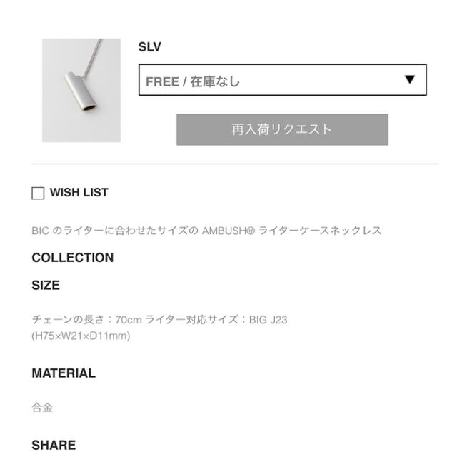 AMBUSH(アンブッシュ)のAMBUSH LIGHTER CASE NECKLACE メンズのアクセサリー(ネックレス)の商品写真