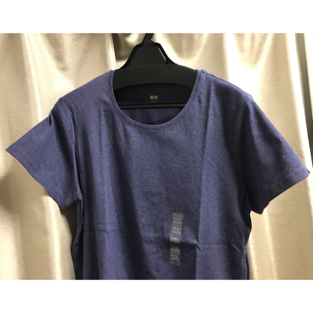 UNIQLO(ユニクロ)のユニクロ Tシャツ 半袖 レディース XXL 紺 未使用品 レディースのトップス(Tシャツ(半袖/袖なし))の商品写真