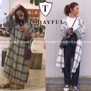 トゥデイフル(TODAYFUL)のTODAYFUL【未使用に近い】Over Check Gown★ungrid(ガウンコート)