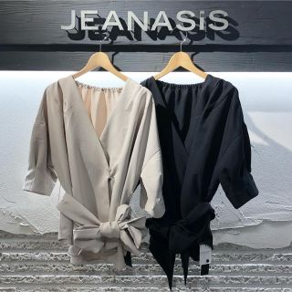 ジーナシス(JEANASIS)のJEANASISウエストリボンシャツSSブラック(シャツ/ブラウス(長袖/七分))