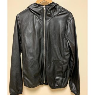 ザラ(ZARA)のZARAザラ レザーフルジップパーカー M 黒ブラック ロンハーマン(パーカー)