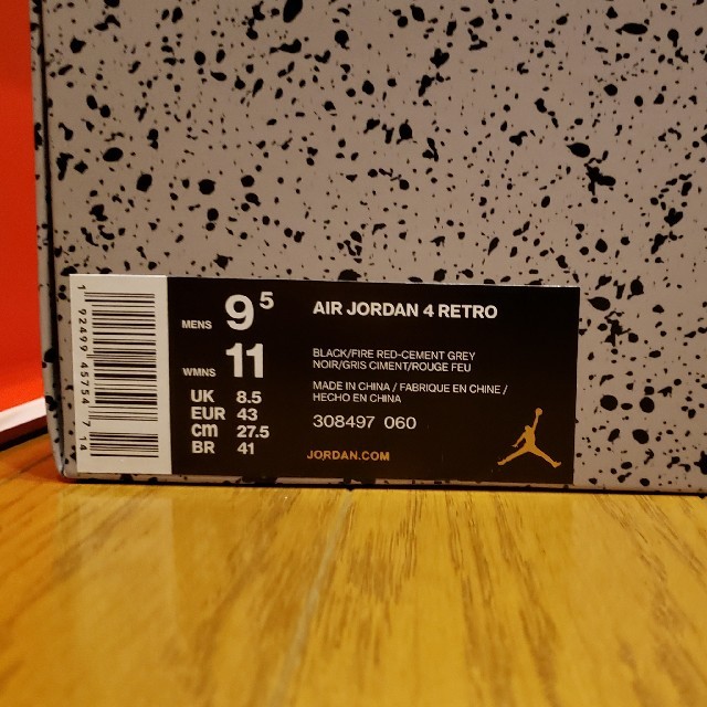 27.5cm jordan 4 retro og bred 1