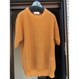 ユナイテッドアローズグリーンレーベルリラクシング(UNITED ARROWS green label relaxing)のリネン 半袖ニット UNITED ARROWS オレンジ M MBリコメンド(ニット/セーター)