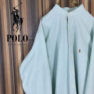 ポロラルフローレン(POLO RALPH LAUREN)の【激レア】ラルフローレン バンドカラー シャツ 刺繍 ロゴ ビッグシャツ (シャツ)