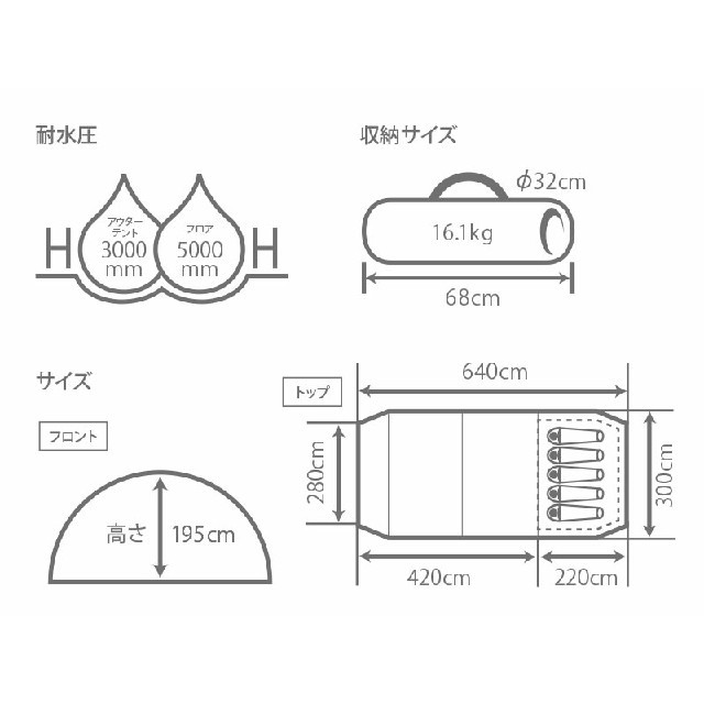 DOPPELGANGER(ドッペルギャンガー)の【新品未使用】ＤＯＤ   カマボコテント2 ★T5-489★ベージュ スポーツ/アウトドアのアウトドア(テント/タープ)の商品写真