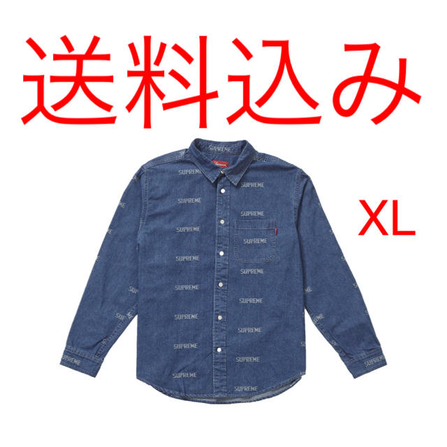 SUPREME 19SS Logo Denim Shirt Blue XL