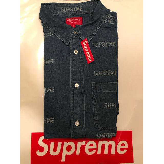 SUPREME 19SS Logo Denim Shirt Blue XL